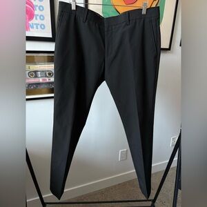 Matinique Dress Pants Flat Front Tapered Wool Blend Black 38/30